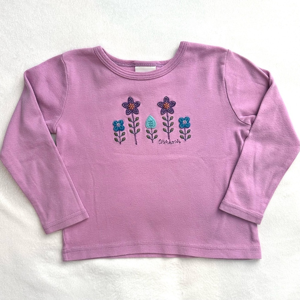 Vintage Y2K Oshkosh B’Gosh Purple Long Sleeve Shirt Flowers 4T Toddler Girl